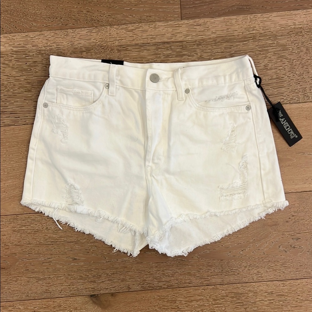 Blank NYC White Jean Shorts Frayed Hem